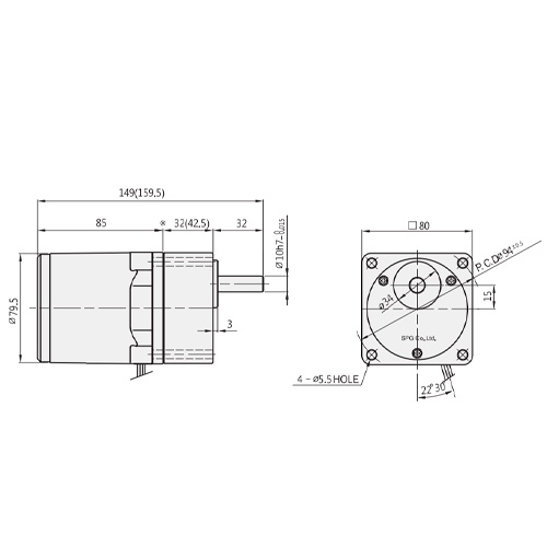三相200V・40W インダクションモーター(リード線タイプ)【EA968CE-40】