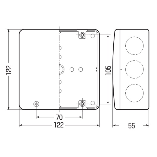大形四角アウトレットボックス(浅型/ノック付/ベージュ)【EA947HB-11】