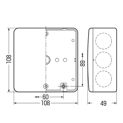 中形四角アウトレットボックス(浅型/ノック付/ベージュ)【EA947HB-1】
