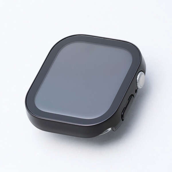 Apple Watch 46mm/フルカバーケース/プレミアムガラス/高透明/防水/ブラック【AW-25AFCGEBK】