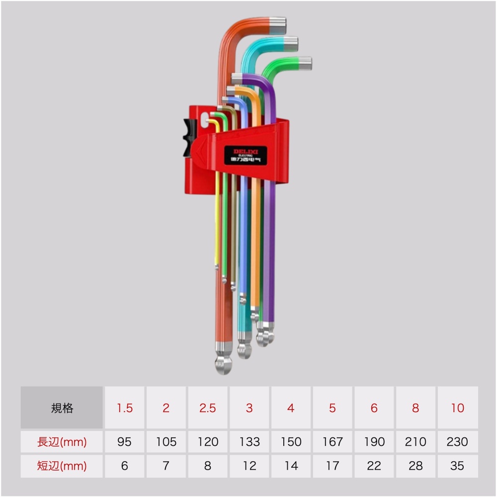 六角レンチセット カラフル【HWS-SHB-L12-GM】