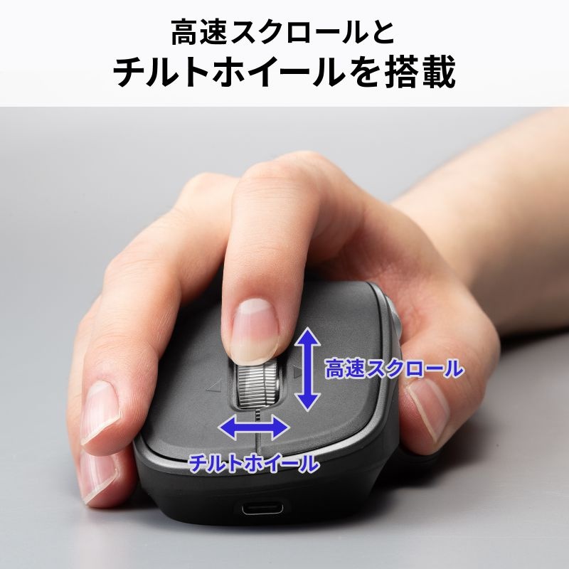 Bluetoothワイヤレスマウス(高速スクロール、チルトホイール、サイドホイール付き)【MA-WBIRS635BK】