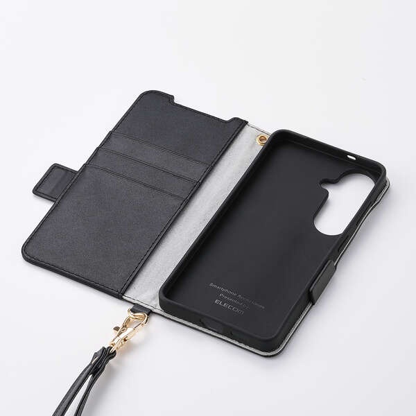 Galaxy S26 手帳型ケース 磁石付 耐衝撃 ハンドストラップ付【PM-G261PLFY4BK】