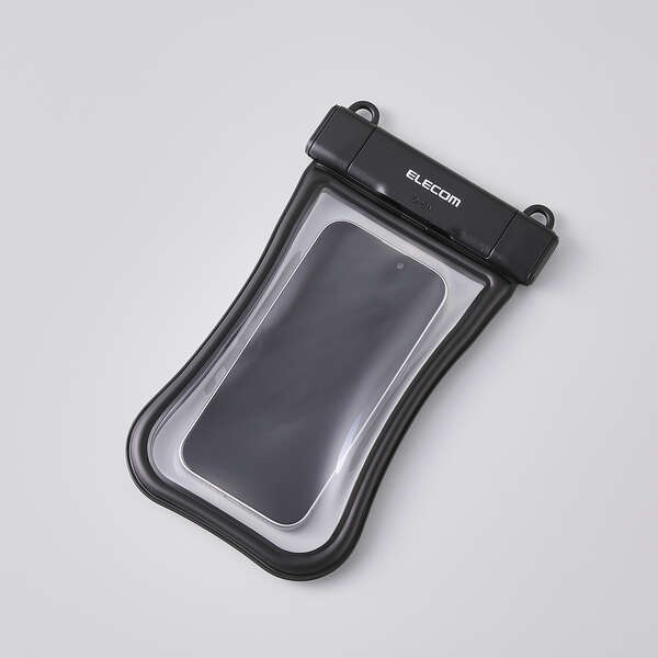 スマホ用防水ケース IP68 グリップ フローティング ワンタッチ【P-WPSGR26BK】