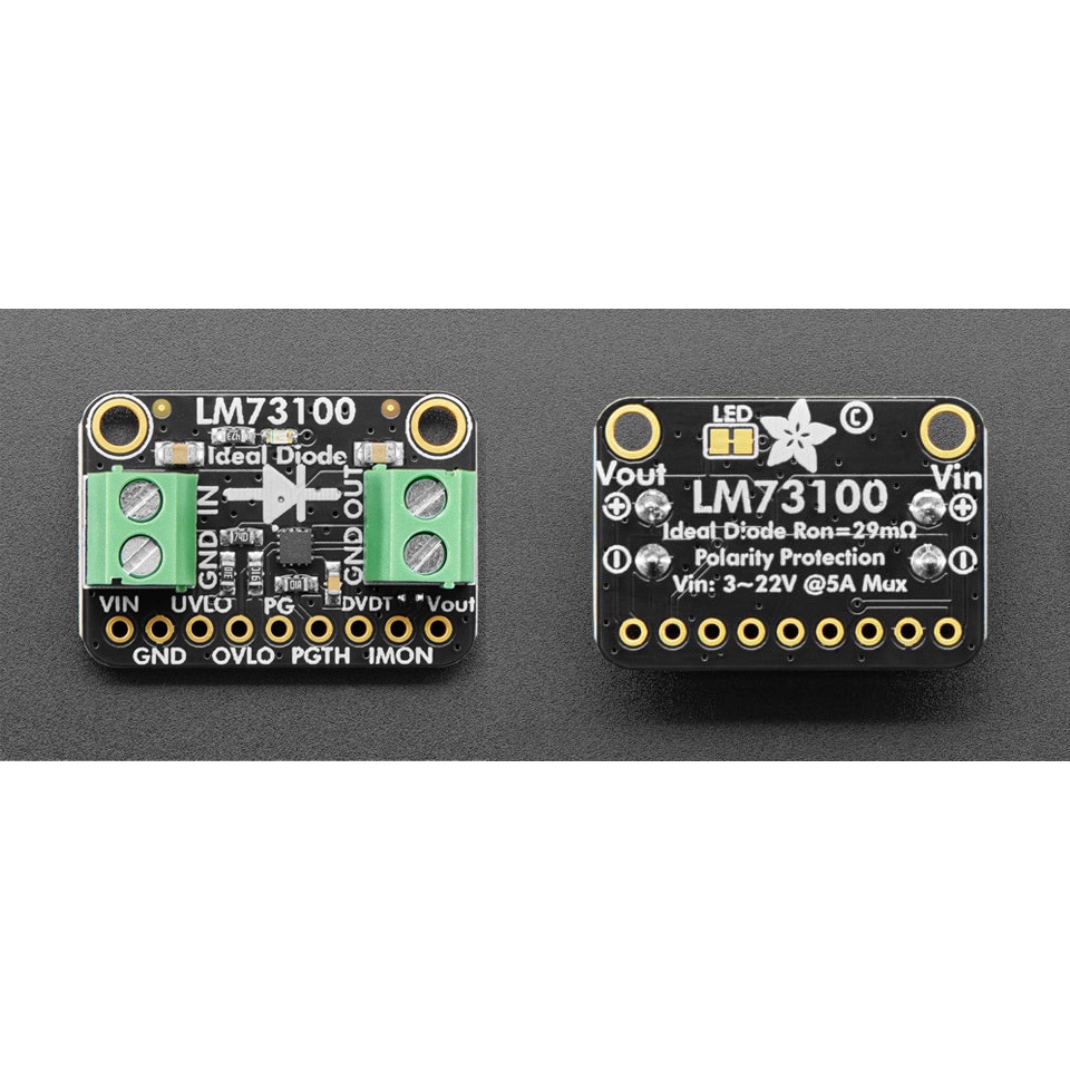 Adafruit LM73100搭載 理想ダイオードモジュール(最大25V/5A)【ADA-6359】