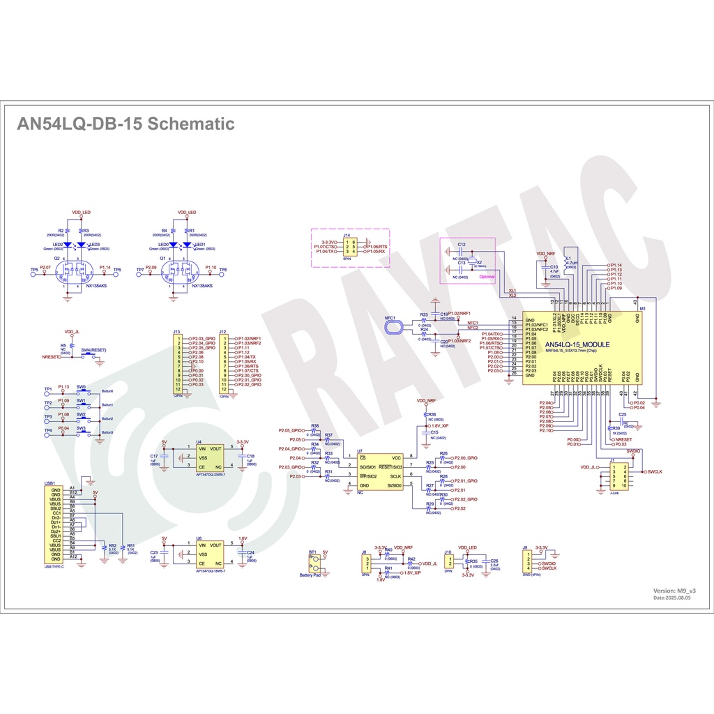 nRF54L15 AN54LQ-15評価ボード(AN54LQ-DB-15)【RAYTAC-AN54LQ-DB-15】