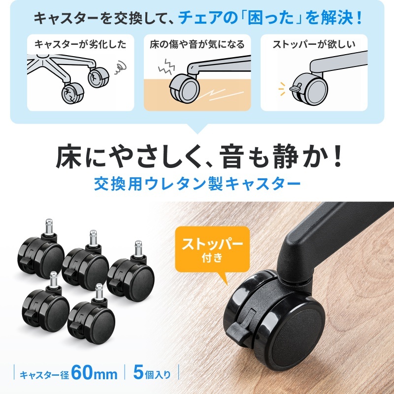 ストッパー付き大型ウレタンキャスター【SNC-CAST12】