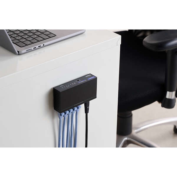 Giga対応スイッチングHub/5ポート/金属筐体/磁石付き/電源内蔵モデル/ブラック【EHC-G05MN4-HJB】