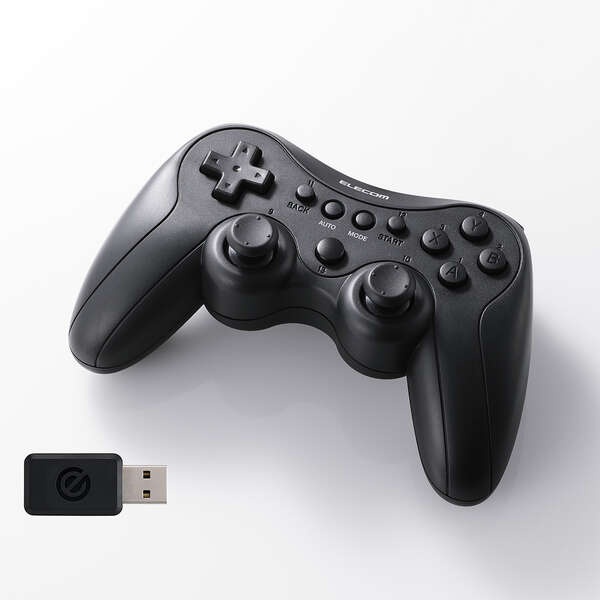 ゲームパッド/無線、有線/XInput/DirectInput/PS系配置/充電式/13ボタン/ブラック【JC-GP40SBK】