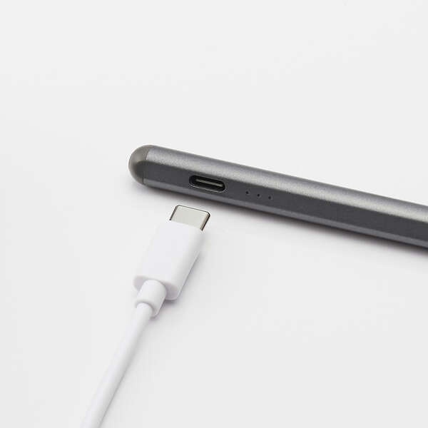 タッチペン/充電式/iPad専用/パームリジェクション対応/傾き検知/磁気吸着/USB-C充電/ペン先交換/CtoCケーブル付属/グレー【P-TPACSTAP13GY】