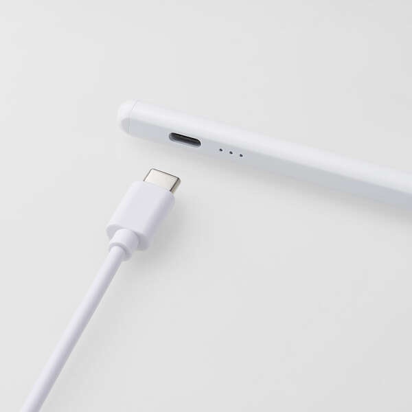 タッチペン/充電式/iPad専用/パームリジェクション対応/傾き検知/磁気吸着/USB-C充電/ペン先交換/CtoCケーブル付属/ホワイト【P-TPACSTAP13WH】