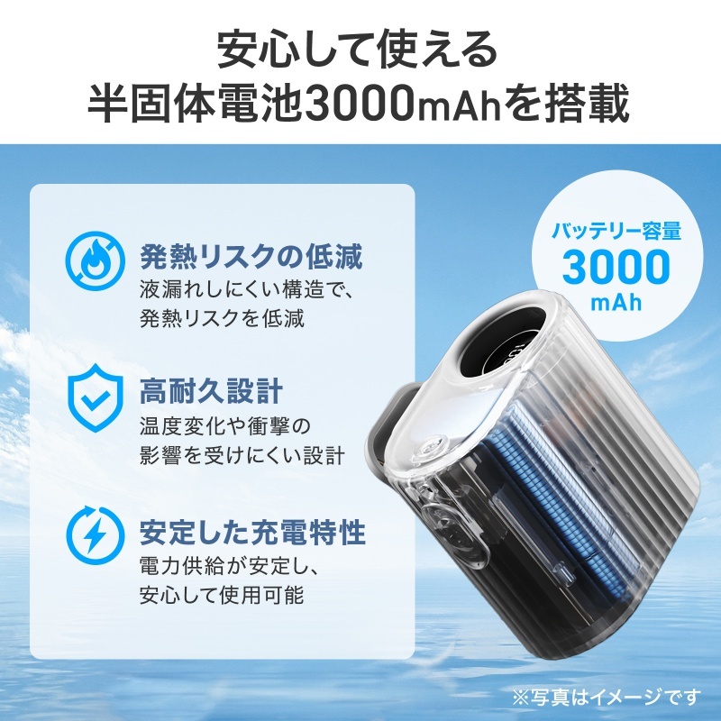 2WAY腰掛けベルトファン(半固体電池内蔵)【FAN-USB2BK】