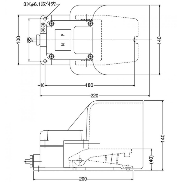 フットスイッチ アルミ製 モーメンタリー 防塵【OFL1SM2K】