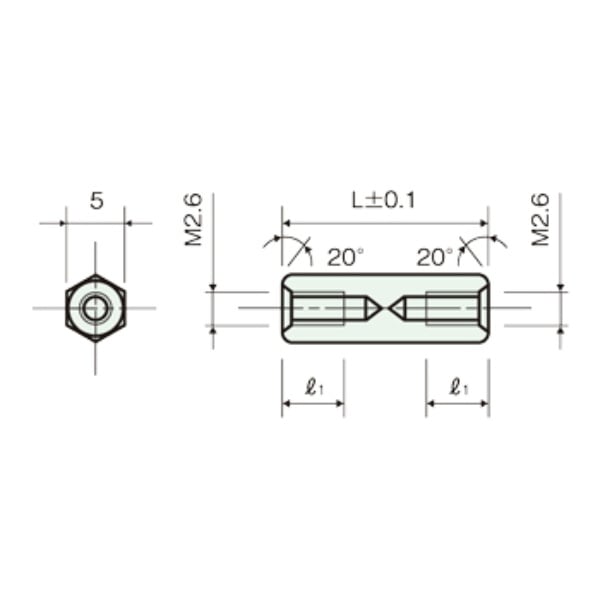 黄銅スペーサー(Ni)六角両メネジ M2.6 20mm【ASB-2620E】