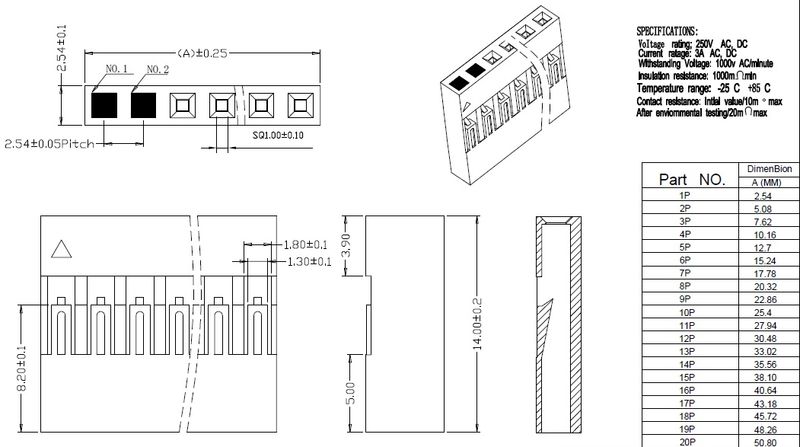 デュポン/2550/QIコネクター(10ピン×2列)【ZL2543B-2*10PS】