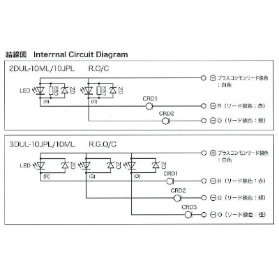 2色点灯LED表示灯(発光色 赤/橙)レンズ色 透明【2DUL-10JPL-RO/C】