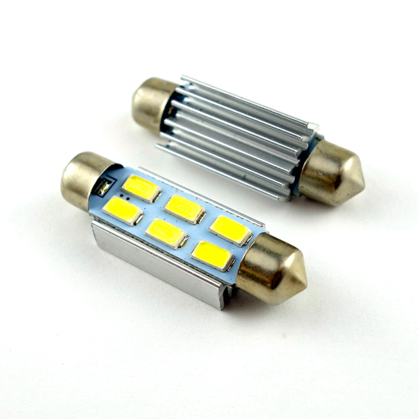 ルームランプLED(42mm･白･キャンセラー内蔵)12V/160mA 白【HC-FESTOON-6-5730SMD-C-42MM】