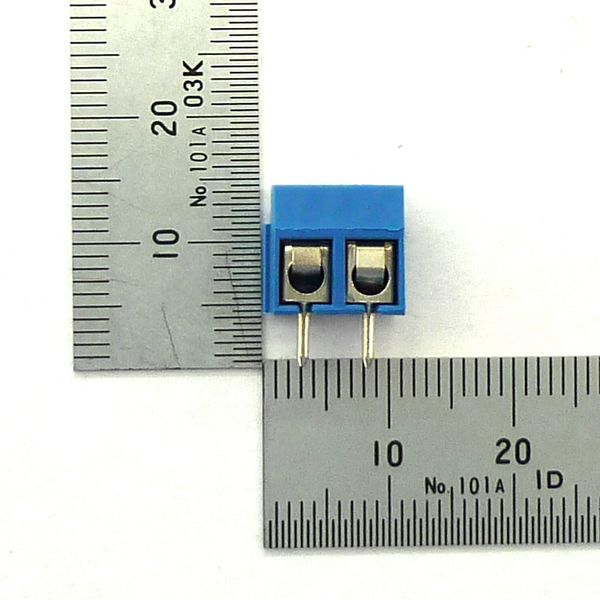 小型ターミナルブロック 2極 5.08mmピッチ 青 縦向き【GB-TB-50LBS-2P】