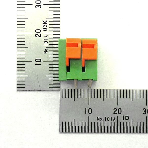 ターミナルブロック 2極 5.08mm ワンタッチ式 緑 縦向き【GB-TBW-50LG-2P】