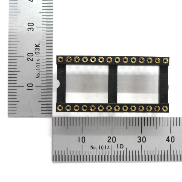 丸ピンICソケット 600MIL 28ピン 2.54mmピッチ 桟あり【GB-ICS-6ML28RCP】