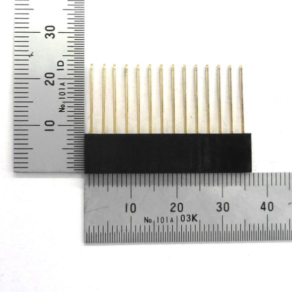 ピンソケット [14ピン×1列] 2.54mmピッチ リード長15mm 基板用【GB-SPS-2514P(L15)】