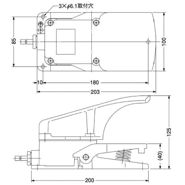 フットスイッチ アルミ製 モーメンタリー 防塵【OFL-1-SM2C】