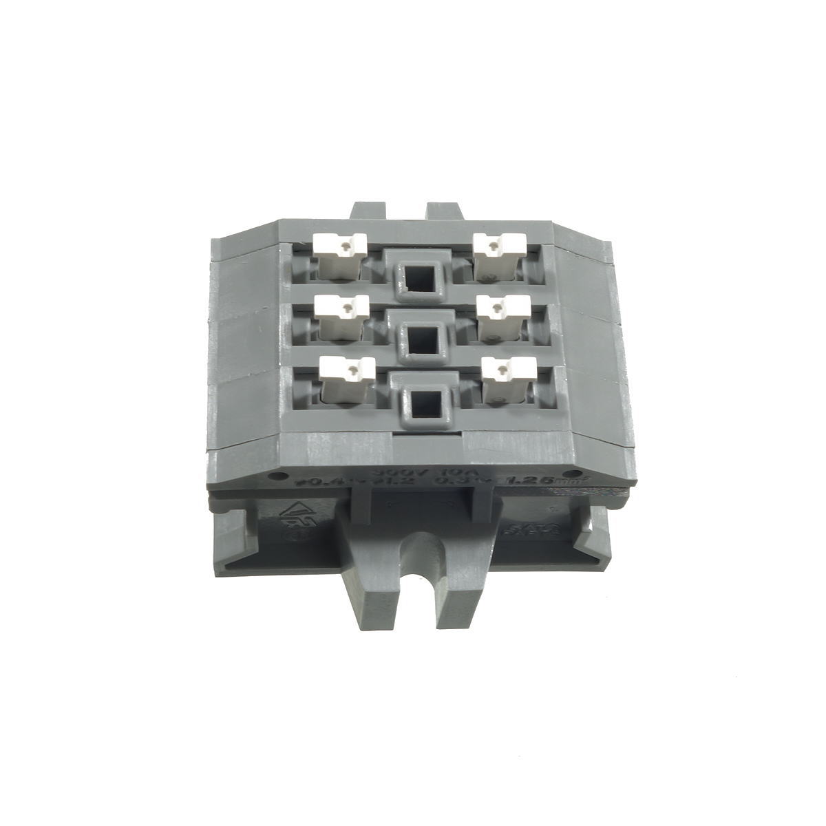 中継用スクリューレス端子台 5mmピッチ 10A 300V 2穴/極 3極 フランジ有り【ML-1700-A-3P】