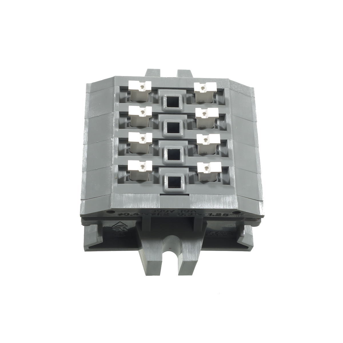 中継用スクリューレス端子台 5mmピッチ 10A 300V 2穴/極 4極 フランジ有り【ML-1700-A-4P】