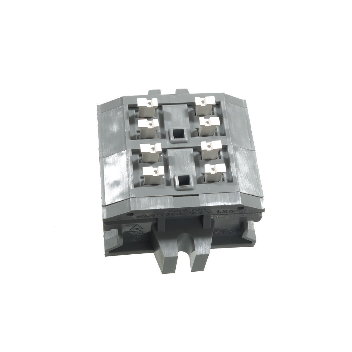 中継用スクリューレス端子台 5mmピッチ 10A 300V 4穴/極 2極 フランジ有り【ML-1700-B-2P】