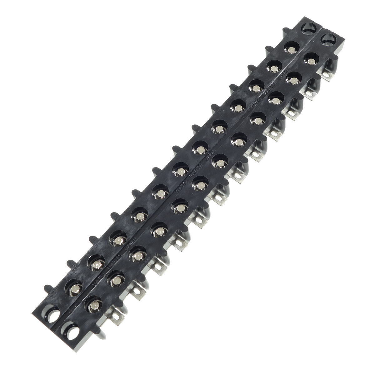 中継用ねじ式端子台 M3なべ小ねじ 9.5mmピッチ 2列 6A 250V 12極 はんだ付けラグ付き【ML-3391-12P】