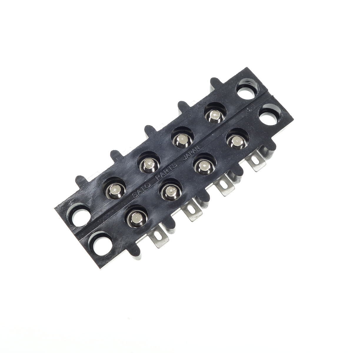 中継用ねじ式端子台 M3なべ小ねじ 9.5mmピッチ 2列 6A 250V 4極 はんだ付けラグ付き【ML-3391-4P】