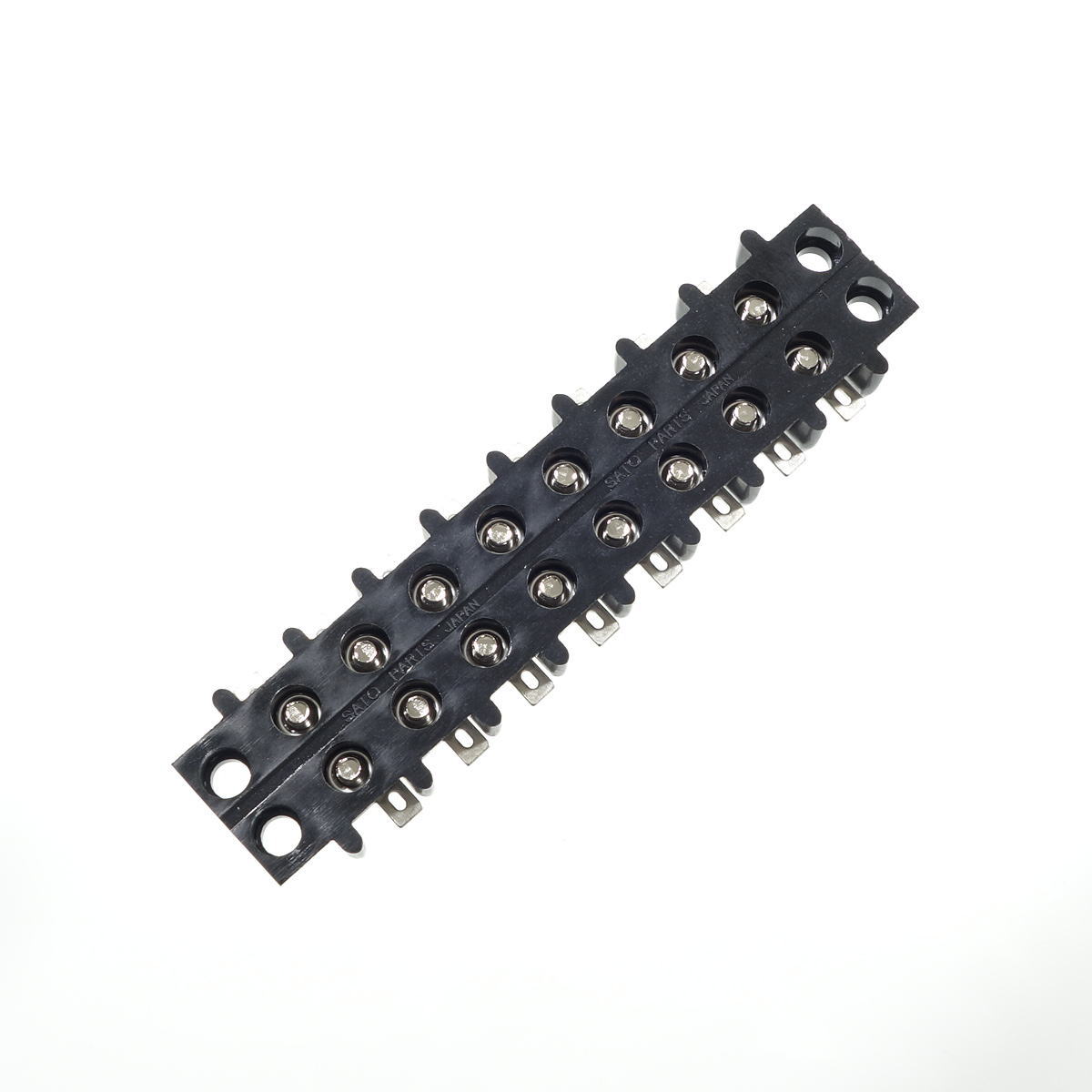 中継用ねじ式端子台 M3なべ小ねじ 9.5mmピッチ 2列 6A 250V 8極 はんだ付けラグ付き【ML-3391-8P】