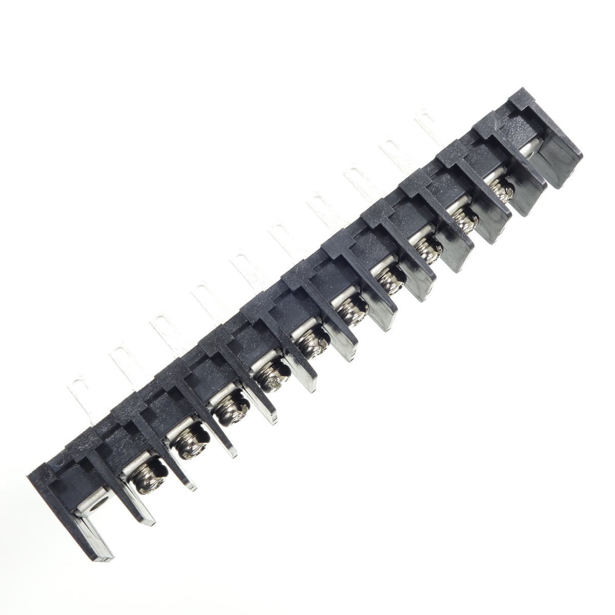 貫通型ねじ式端子台 M3セムスねじ 7.62mmピッチ 10A 250V 10極 裏側はんだ付け兼用110タブ端子(t0.8)【ML-40-S1AXS-10P】