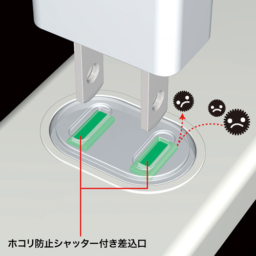 火災予防安全タップ(2P・6口・3m)【TAP-TSH63SWN】