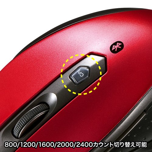 Bluetooth3.0 ブルーLED静音マウス レッド【MA-BTBL28R】
