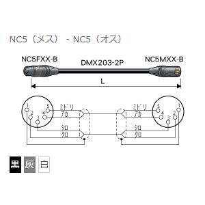 DMXケーブル(XLRタイプ5ピン オスーメス)5m【DMC05-B】