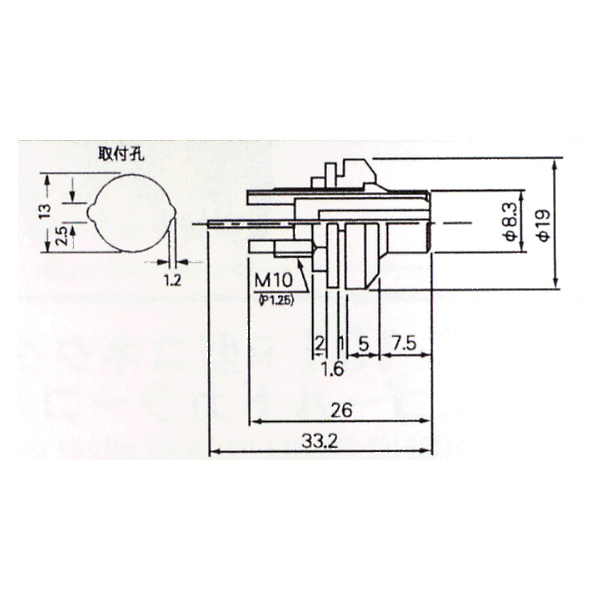 RCAジャック 黒 19φ穴 パネル用・金メッキ・絶縁型【HRJ700ｸﾛ】
