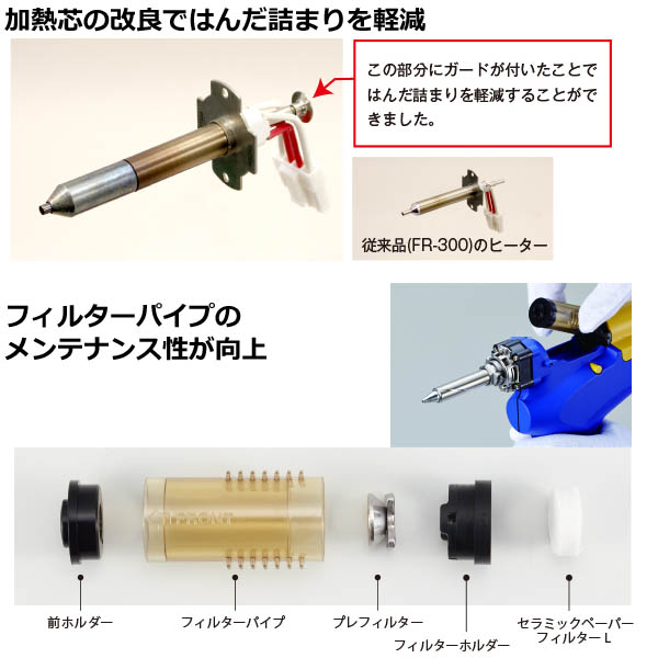 ハンディタイプはんだ吸取器(平型プラグ/ケース付き)【FR301-81】