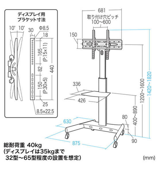 32～65型対応液晶ディスプレイスタンド CR-PL35BK サンワサプライ製｜電子部品・半導体通販のマルツ