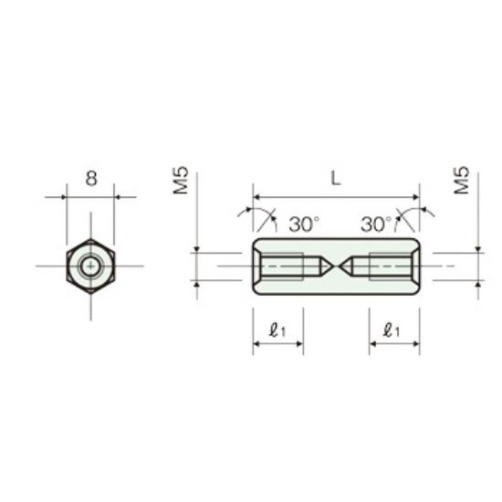ステンレス316スペーサー(六角)/ASU-500U M5 30mm ASU-530U 廣杉計器製｜電子部品・半導体通販のマルツ