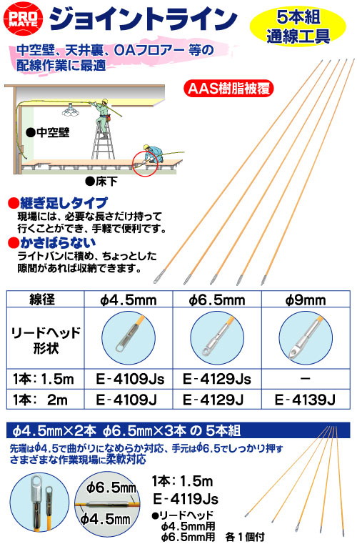 ジョイントライン(5本組)(2.0mタイプ) E-4129J マーベル製｜電子部品