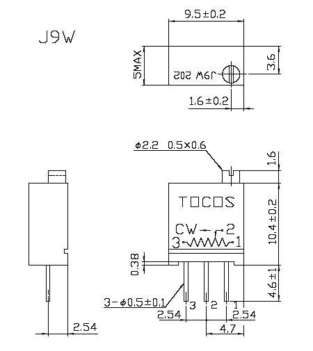 多回転トリマポテンショ 1kΩ J9W102 東京コスモス電機製｜電子部品