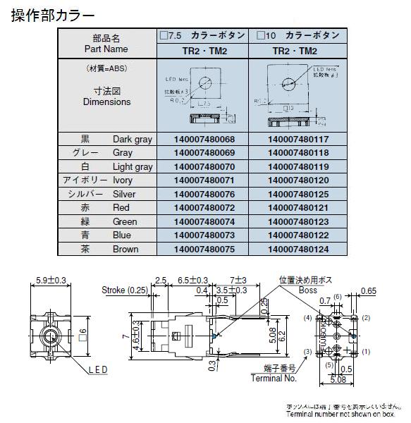 超小形照光式押しボタンスイッチ TM2-21-L2 フジソク（ニデック