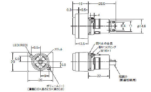 ブザー(丸胴形φ16) M2BJ-BH24E-D OMRON製｜電子部品・半導体通販のマルツ