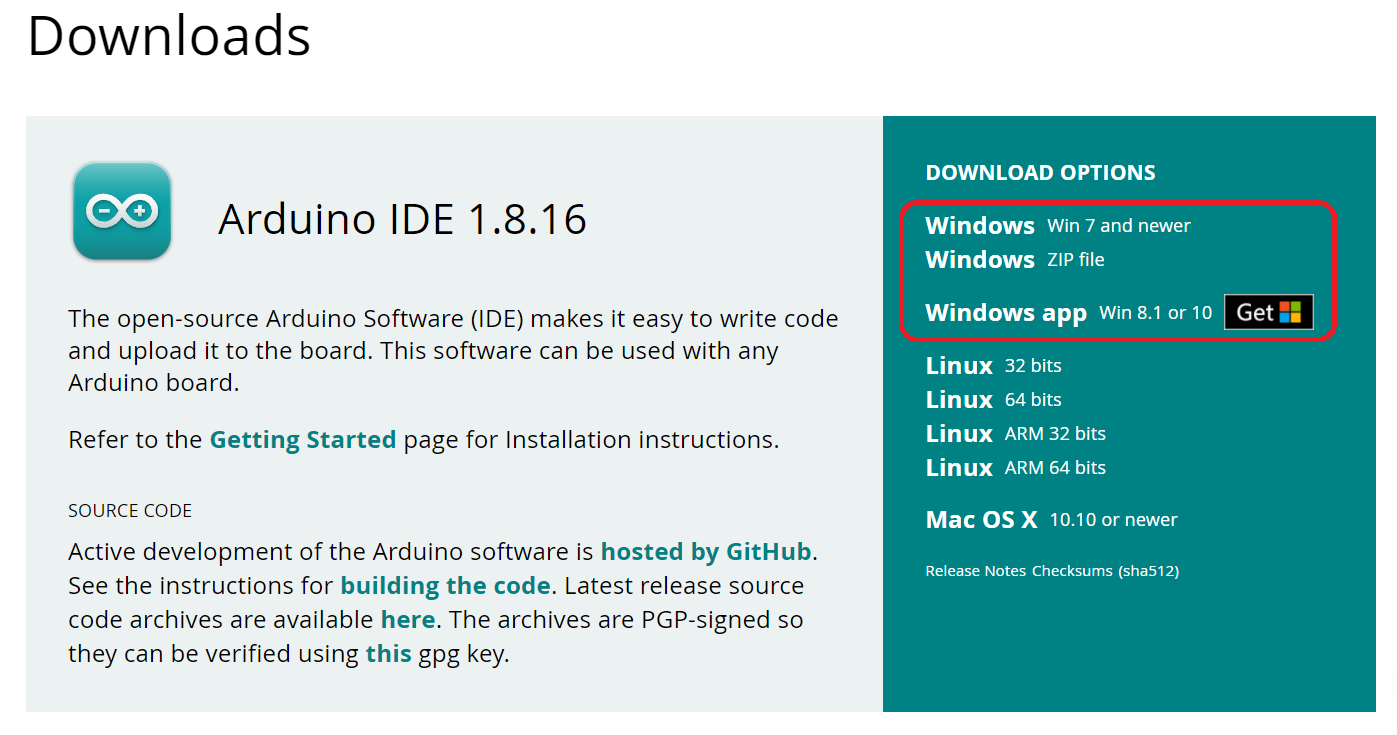 Arduino IDE Downloadsのページ | Arduino
