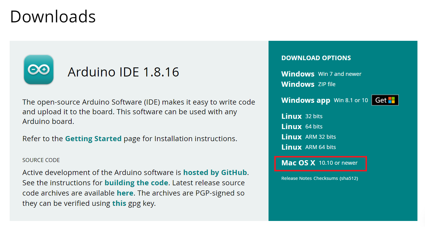 Arduino IDE Downloadsのページ