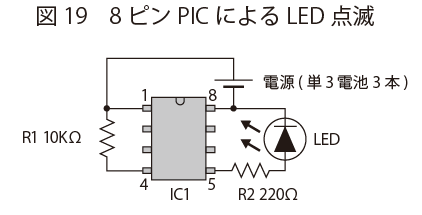 8ピンPICによるLED点滅