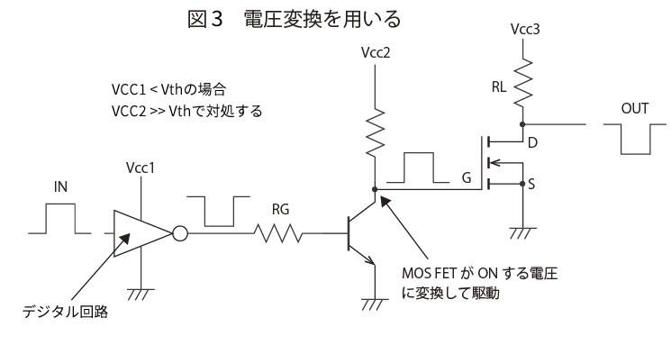 電圧変換を用いる