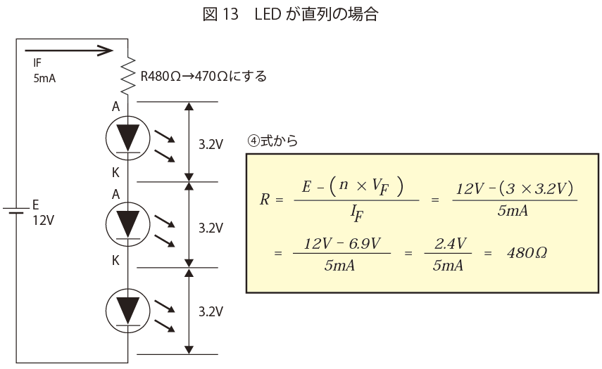 LEDが直列の場合