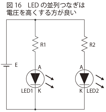 LEDの並列つなぎは電圧を高くするほうが良い